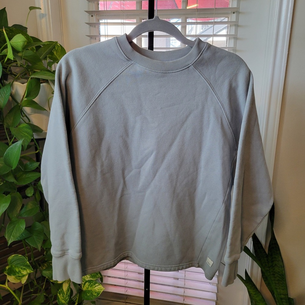 Vuori Restore Crew Sweatshirt Light Blue Organic Cotton Raglan XS Oversized